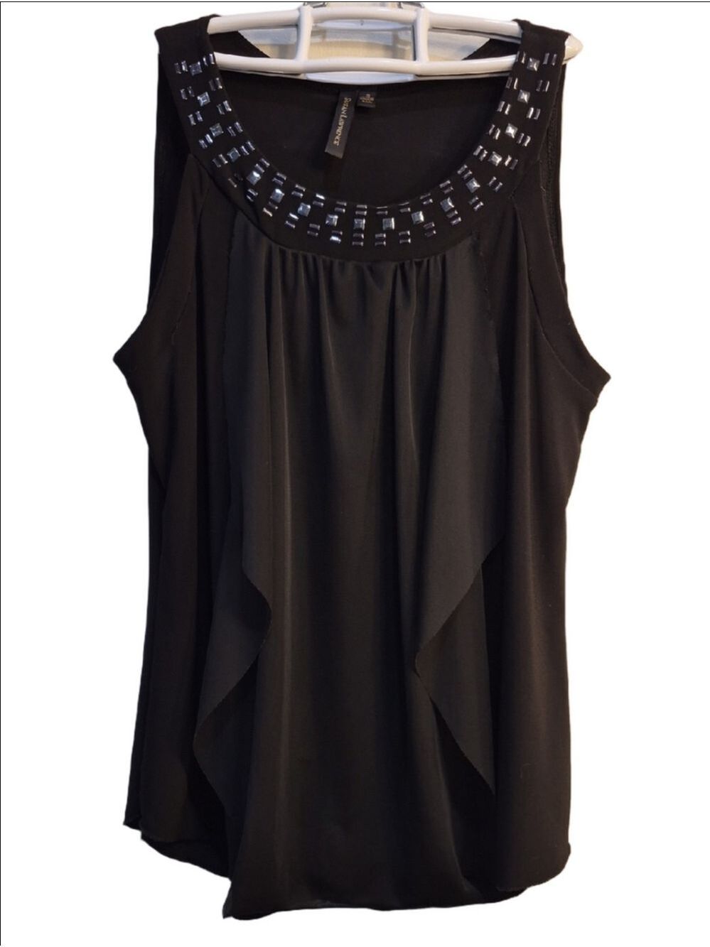 Susan Lawrence Black Sleeveless Beaded Neckline Camisole